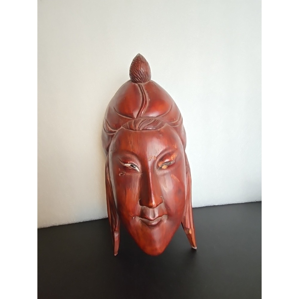 Vintage Hand‎ Carved Wooden Buddha Wall Mask – 10" Asian Zen Decor